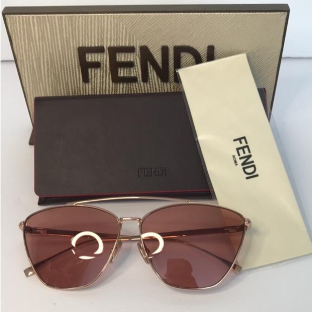 Fendi 64mm Cat Eye Sunglasses FF0438/S ROSE GOLD - Picture 11 of 12